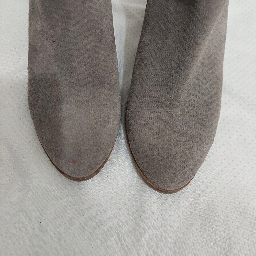 Lucky Brand Pickla Ankle Boots Womens Size 9.5 M Textured Gray Taupe Leather Zip - Picture 5 of 11